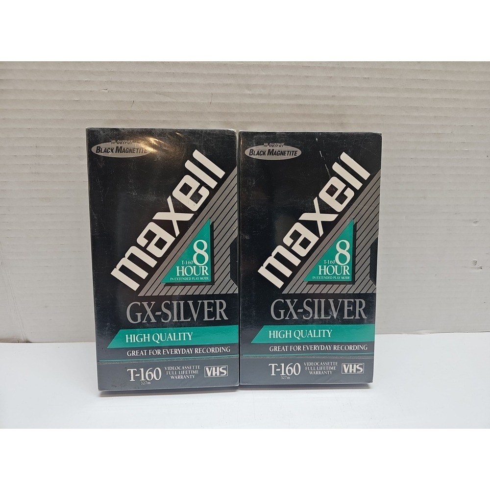Maxell T-120 VHS GX-Silver 6 Hour High Quality Video Tapes 2 Pack